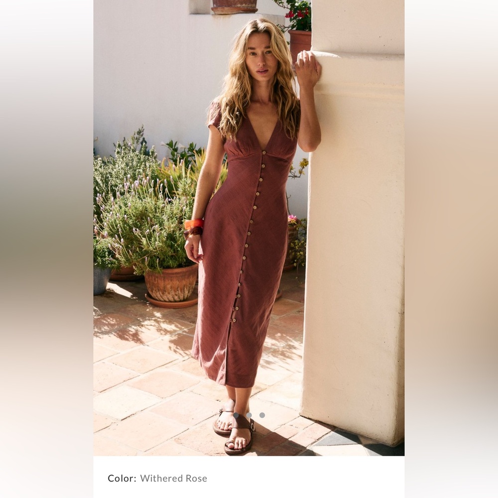 Free People Pink Sleeveless Sheath Midi Dress
